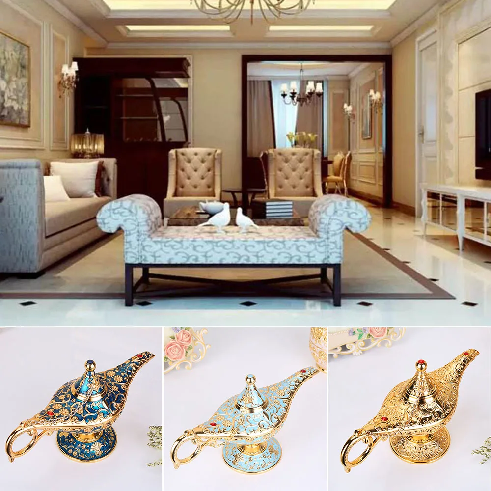 

Retro Aladdin Lamp Decoration Wishing Tea Oil Pot Fairy Tale Craft Greativo Gift Small Exquisite Table Ornament Home Decor