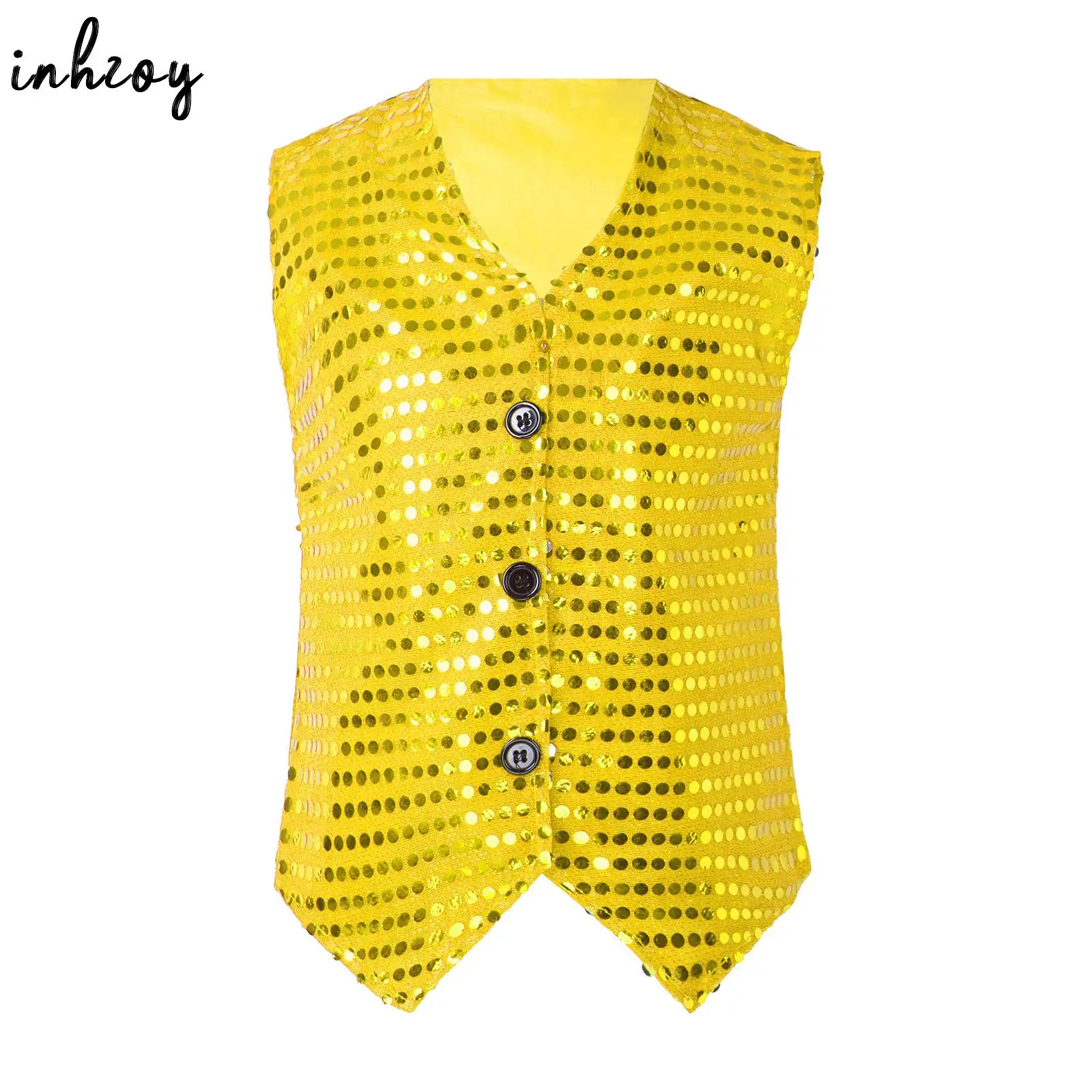 

Children Stylish Sequins Waistcoats Vest Shiny Sleeveless Hip Hop Jazz Dance Top Choir Stage Performance Costume Party Dress Up