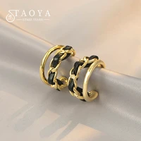 french retro black velvet double layer c gold colour earrings 2022 korean new party fashion accessories for woman gilrs jewelry