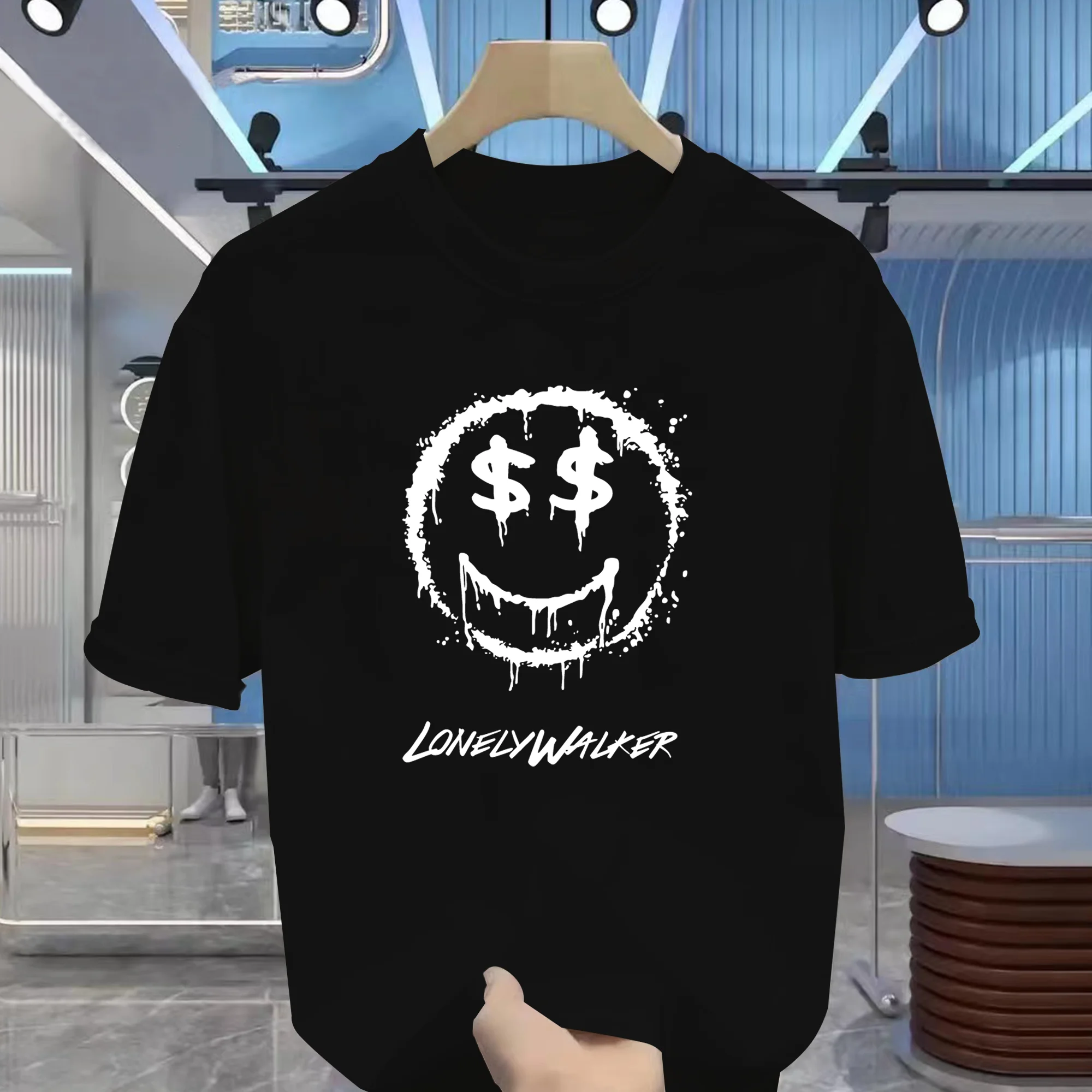 

Fashion Smiling FaceTaking Your Photo Print T-Shirt For Men Loose Oversize Clothing Crewneck Breathable Cotton Short Sleeve Male