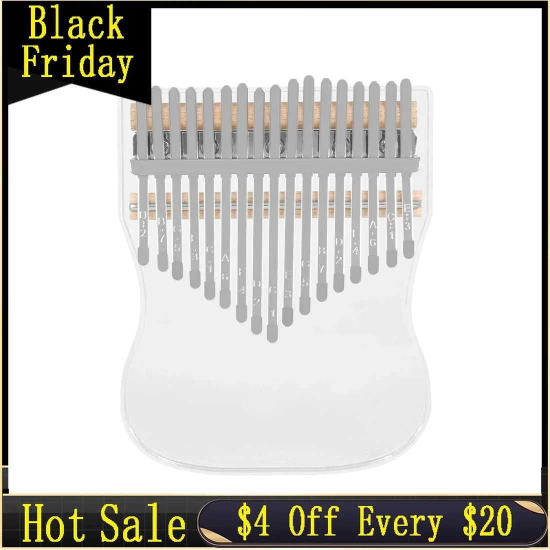 

17-tone Portable Kalimba Thumb Piano Transparent Crystal Kalimba With Thumb Piano Box Keyboard instrument