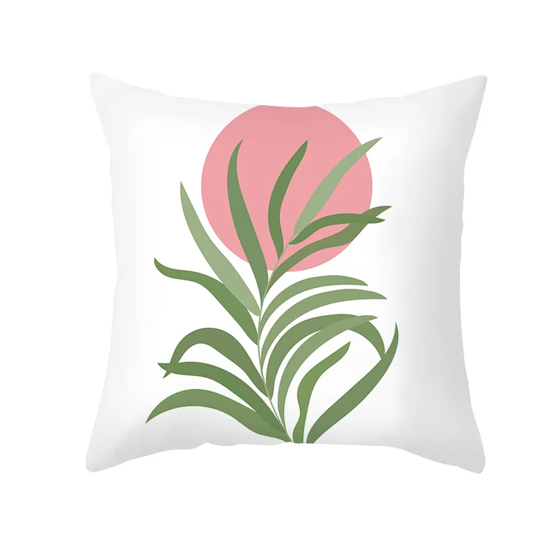 

Morandi Style Cushion Cover Printed Pillow Case Living Room Bedroom Pillowcase Plants 45*45 Polyester Leaves Home Decor Textile