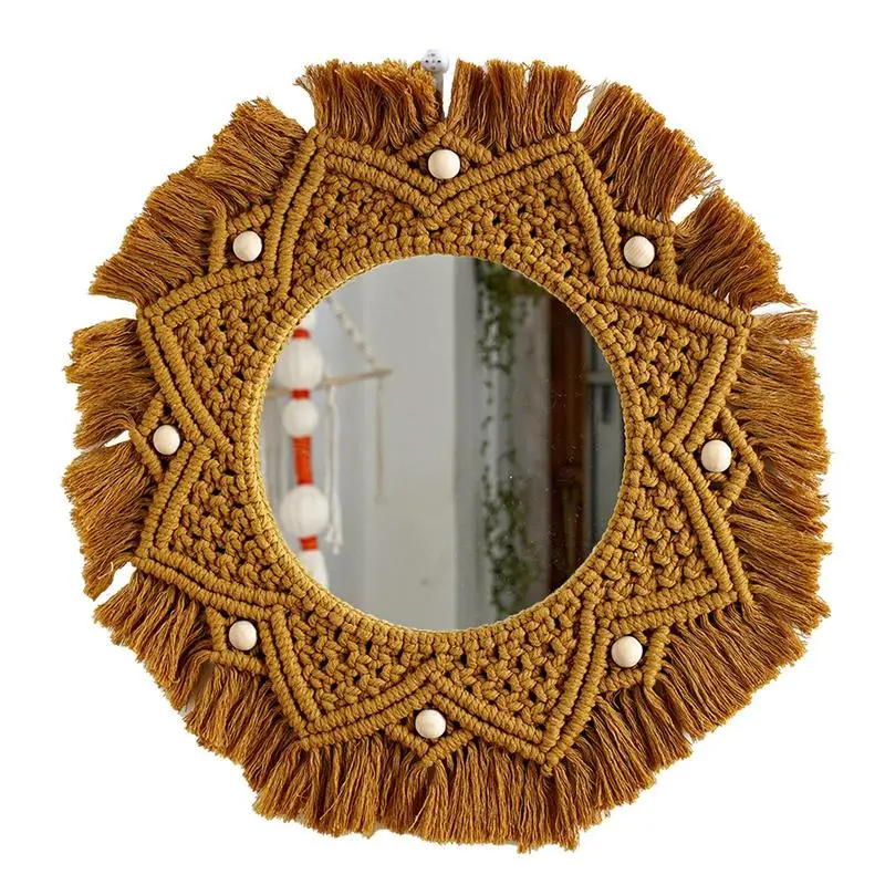 

Macrame Mirror Wall Hanging Round Macrame Fringe Mirrors Bohemian Decorative Hanging Mirrors Wall Decor Art Ornament For