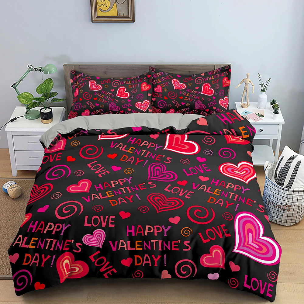 

Heart Duvet Cover Single Full Quilt Cover Comforter Bedding 2/3PCS Bed Luxury Bedding Set Love Set for Girls Woman