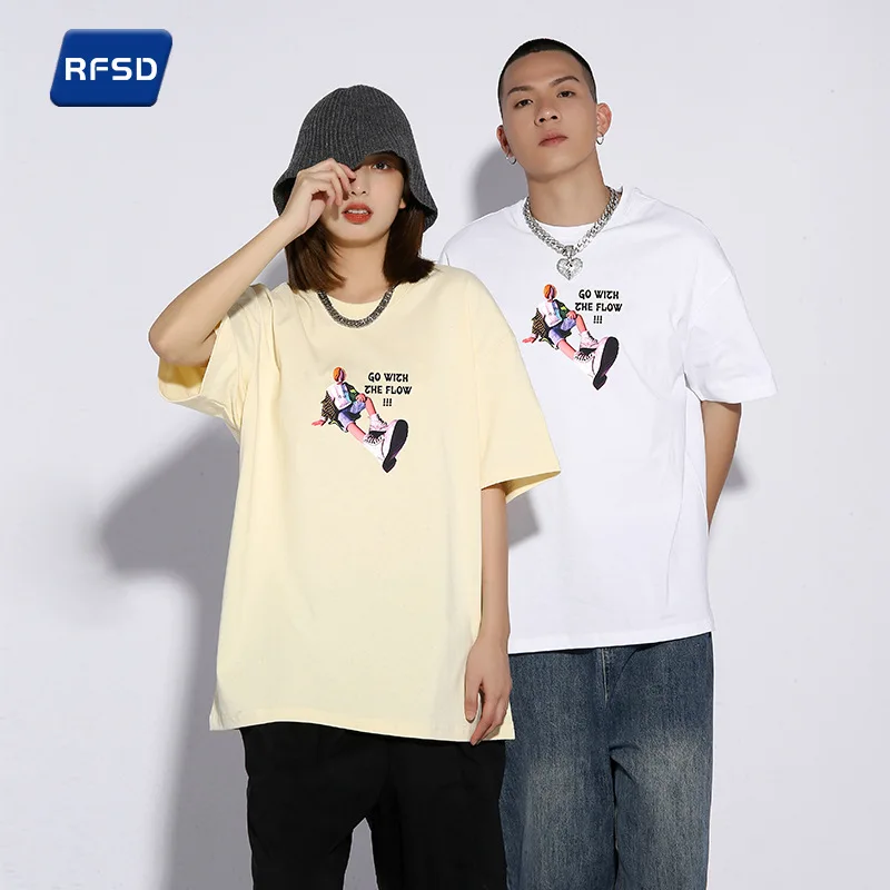 

Rfsd | 2022 Summer New Pure Cotton National Fashion Printed Short Sleeve T-shirt Men and Women Loose Top Hip Hop Half Sleeve