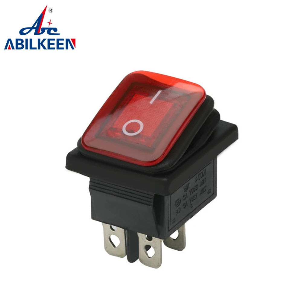 100 шт. переключатель с подсветкой водонепроницаемый 4-контактный вкл./выкл. электрическое управление аксессуары для ретрофита домашней бытовой техники 6/10А on.