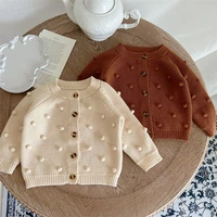 0 3y baby girl sweater coat autumn winter solid color knitted cardigans for infants pure cotton kids clothes girls knitwear