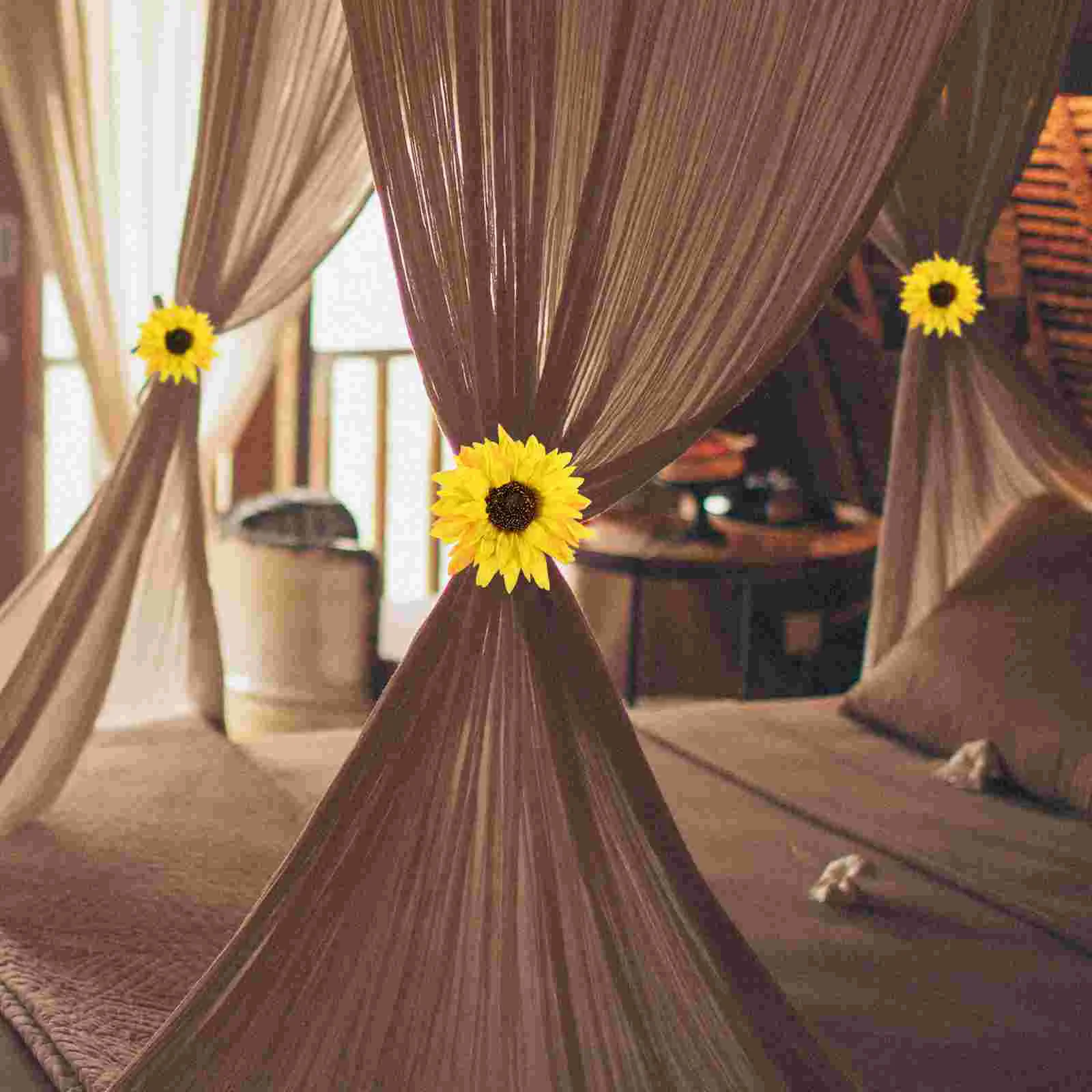 

2 Pcs Fabric Clip Sunflower Curtains Drapery Tieback Clamp Holdback Cloth Binding Buckle Accessories Holder Clips