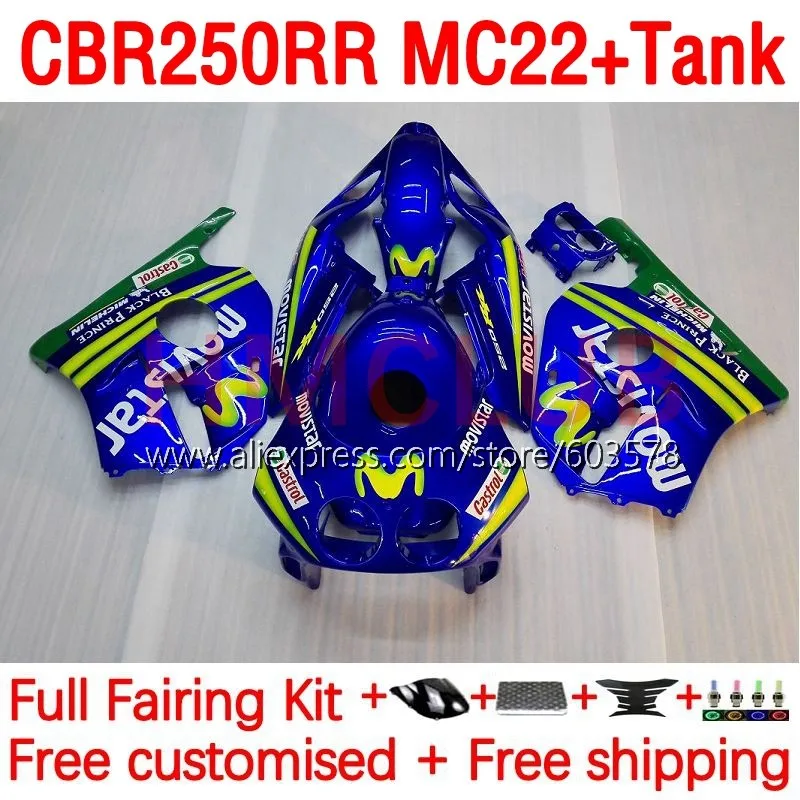 

+Tank OEM For HONDA CBR250RR CBR250 CBR 250 RR 250RR MC22 90 91 92 93 94 1995 1996 1997 1998 1999 Fairing 192No.4 metal blue
