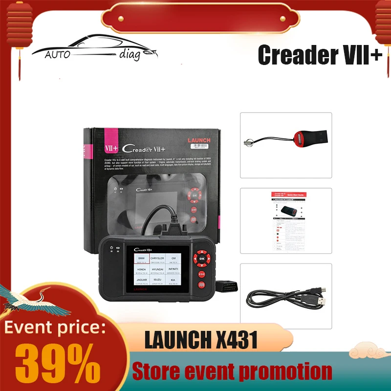 Автомобильный сканер Launch X431 Creader VII + Plus для коробки передач двигателя ABS SRS подушка