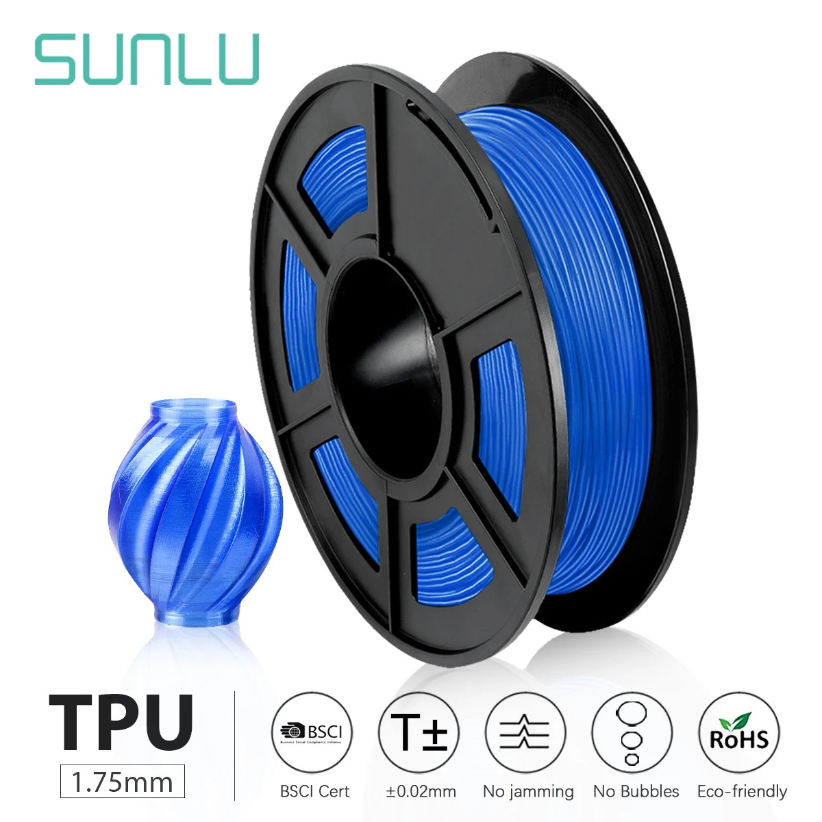 

SUNLU 1.1LBS 0,5 кг 3D Принтер Нити ТПУ нити 1,75 мм низкий запах мерная точность +/-0,02 мм 3D печать нити