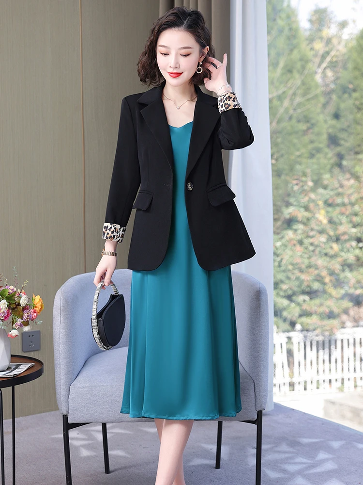 2 шт. Женский Однобортный блейзер с леопардовым принтом |