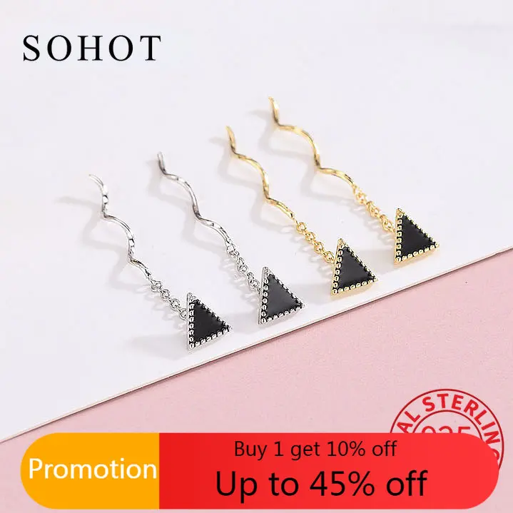 

Женские серьги-гвоздики из серебра 925 пробы, с треугольной волной