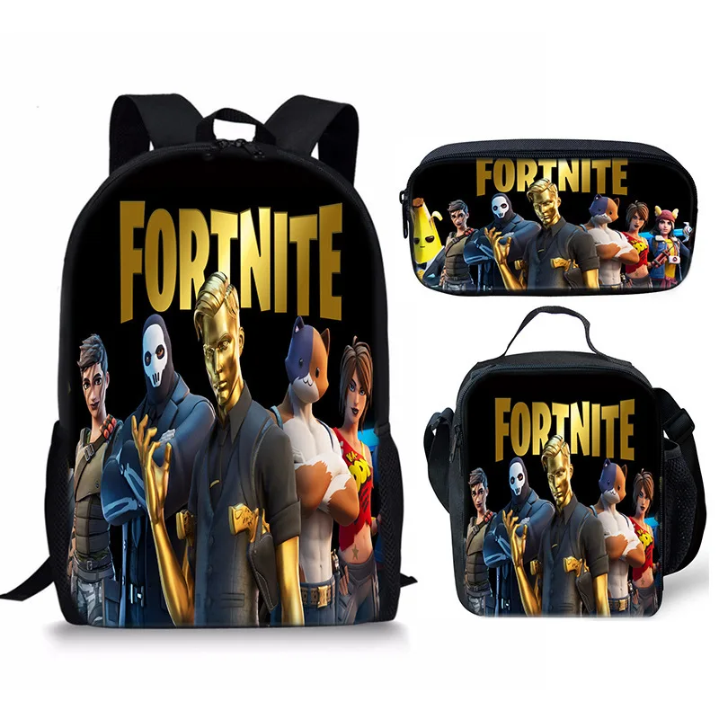 Фото Рюкзак для школьников Fortnite 2026, милый пенал, сумка для обедов, школьная сумка для косплея, дорожные сумки для мальчиков и девочек, подарок №1