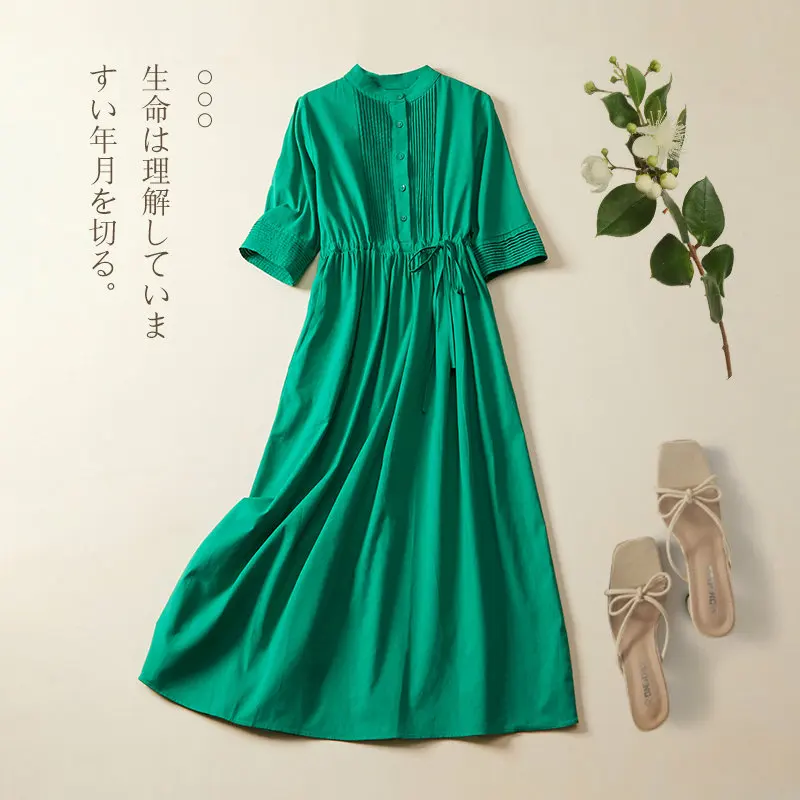 

Платье Limiguyue женское с высокой талией, свободное праздничное повседневное, винтажный однобортный пуловер с кулиской, на лето