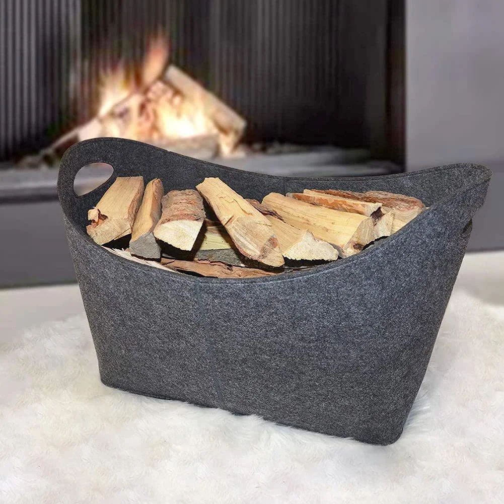 

Felt Bag Home Fireplace Wood Fire Storage Bags Outdoor Camping Firewood Carrier Durable Firewood Basket Log Carrier Holders
