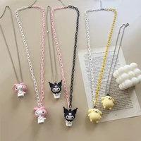kawaii sanrio hello kitty kuromi necklace anime cinnamoroll my melody cute cartoon girly heart pendant gifts for girls