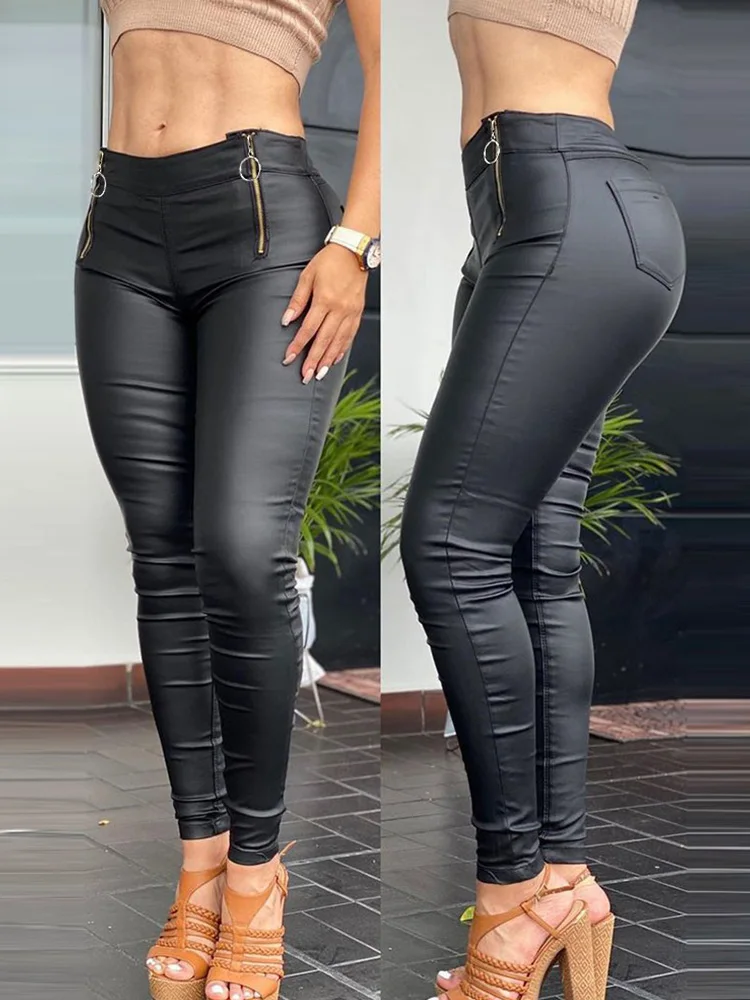 

Женские узкие брюки на молнии с карманами