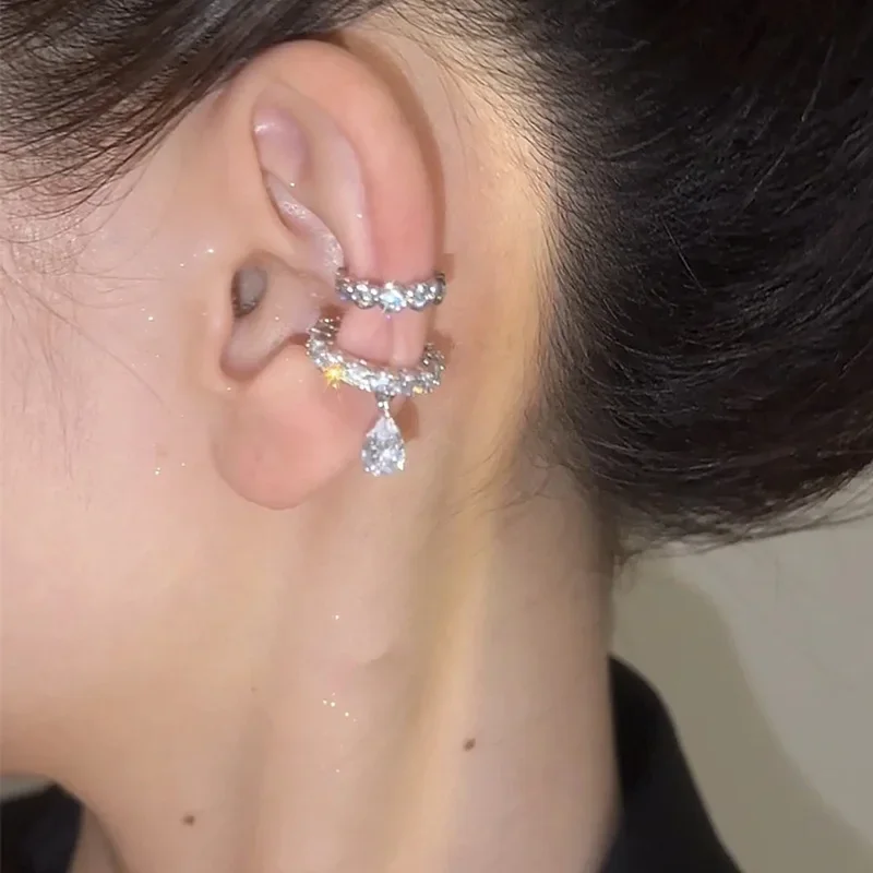 Жіночі сережки-кліпси з цирконієм і перлами сріблястого кольору Геометричні манжети без пірсингу Ювелірні подарунки для дівчат