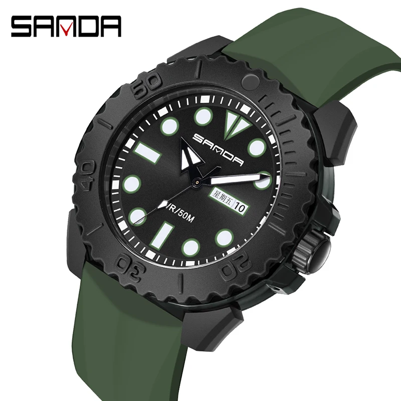 

Часы наручные SANDA Мужские кварцевые в стиле милитари, модные спортивные водонепроницаемые деловые с подарочной коробкой для плавания