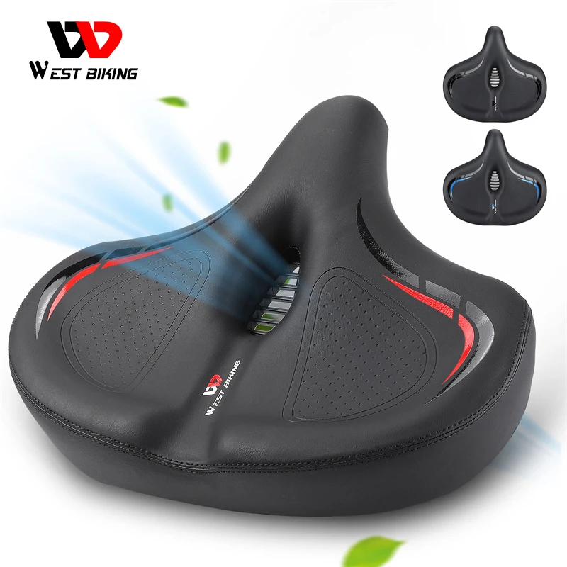 

WEST BIKING Oversized MTB Bike Seat Wide Bicycle Sofa-Like Comfy Saddle Universal Electric Bike Exercise Stationary Bike Seat