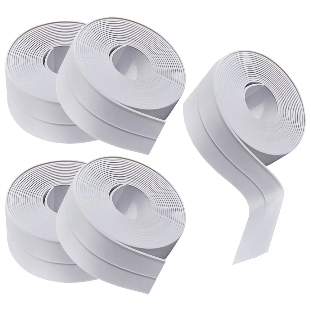 

5 Rolls Sink Protector Seam Waterproof Adhesive Tape Bathtub Caulk Strip Self White Pvc Toilet Sealing Bathroom