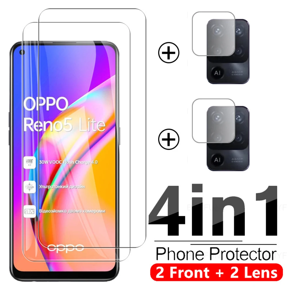 4in1 закаленное Стекло чехол для Oppo Reno5 Lite 9D Безопасность защитный Рино 5 4G 5G 5F 4F 4