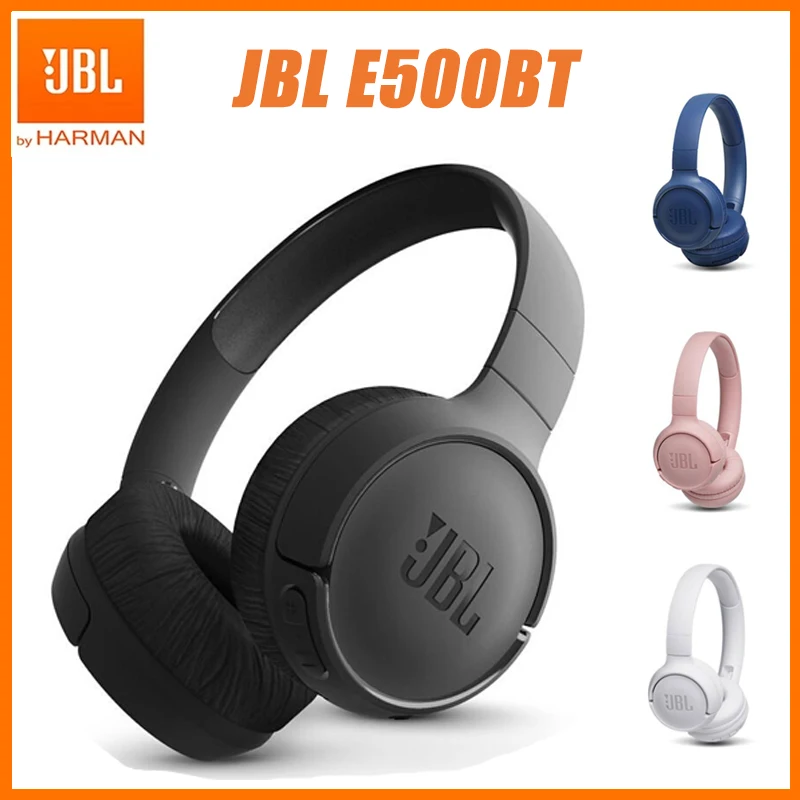JBL E500BT Wireless Bluetooth Headset Sport Gaming Headphones Noise Canceling Earphone With Mic Deep Bass Foldable Earphones