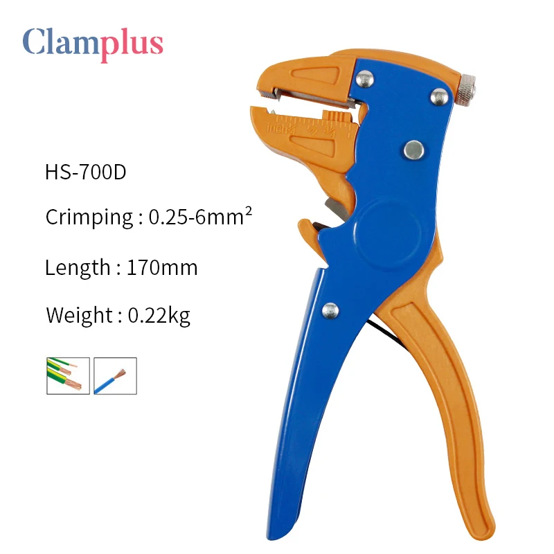HS-700D Self-adjusting Insulation Wire Stripper Cutter Mini Hand Tool Wire Stripper Pliers Clamp Electrician Multitool