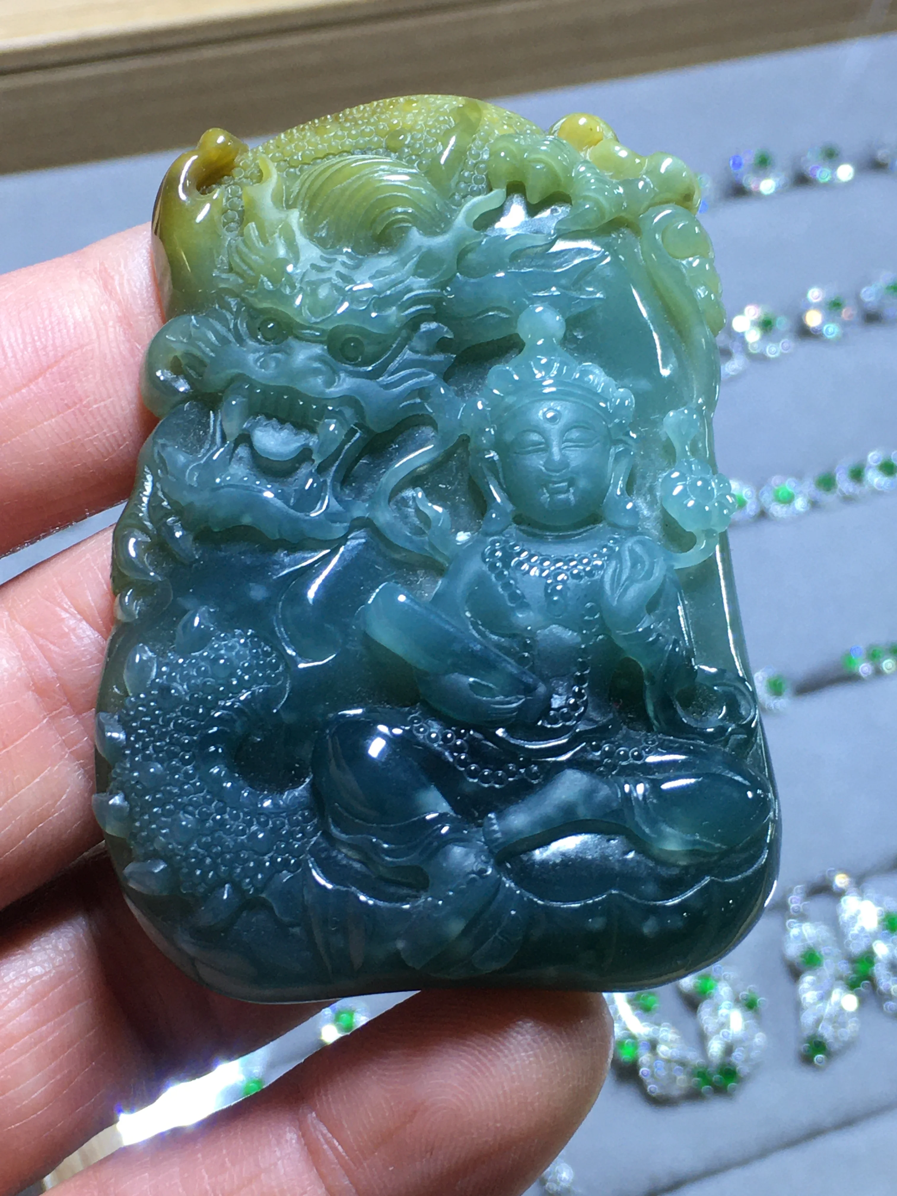 

Natural 7A Myanmar jade dragon guanyin green jade pendant jade necklace pendants jewelry jade necklaces for men high quality