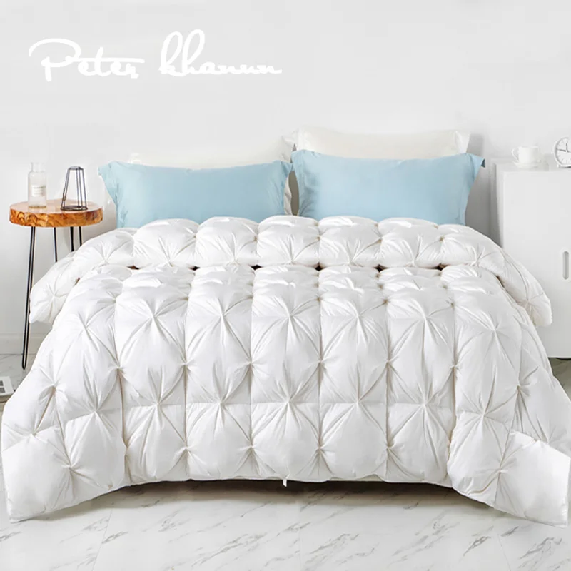 Peter Khanun White Goose Down Filler 3D Bread Duvet/Quilt/Comforter Winter Luxury Blankets 100% Cotton Shell 015