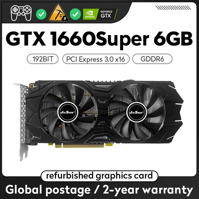 JIESHUO GTX1660 Super 6GB Gaming Video Card NVIDIA GeForce GTX 1660 SUPER 6G Graphics Cards GPU Desktop Computer Game 1660s 6g 1