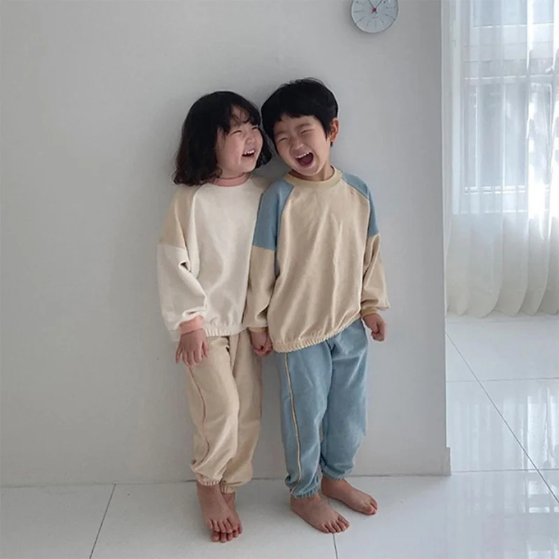 

Child Matching Outfit Clothes Boy Girl Casual 2Pcs Set Brother and Sister Spring Pajamas Suit Kid Pant Long Sleeve Top Sleepwear