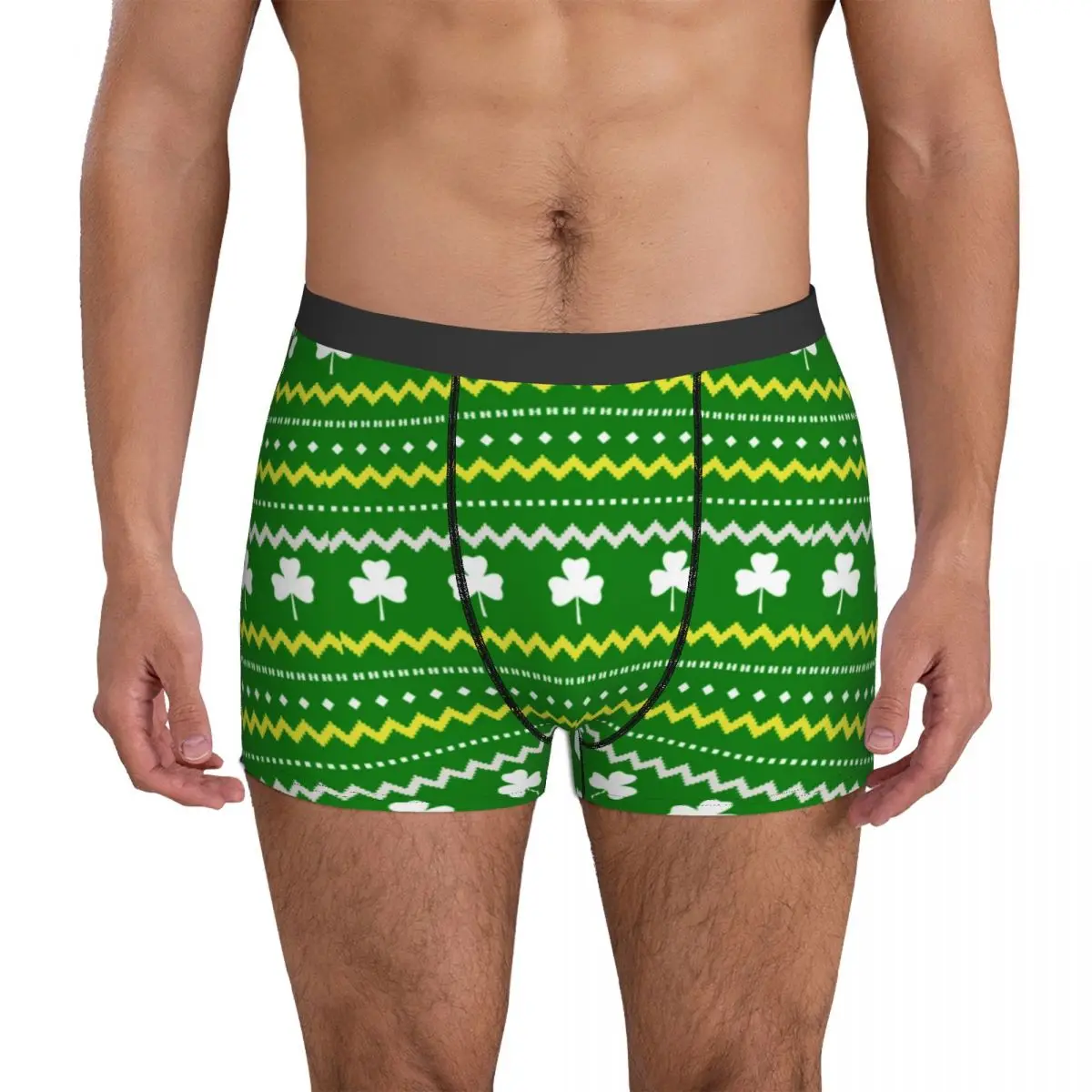 

St Patricks Day Underwear Vintage Fair Isle Man Boxer Brief Stretch Boxer Shorts Hot Print Large Size Panties