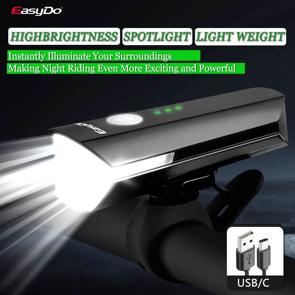 EasyDo велосипедные светодиодные фонари передние перезаряжаемые мощные USB/C лампы MTB