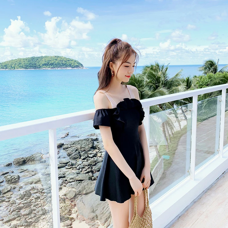 

Женский слитный купальник, однотонный летний комплект для плавания, с длинным рукавом, с открытыми плечами, для морского пляжа