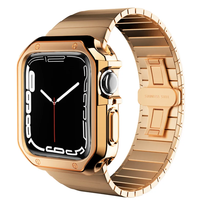 Чехол и ремешок для Apple Watch Band 44 мм 41 45 браслет с пряжкой из нержавеющей стали iwatch