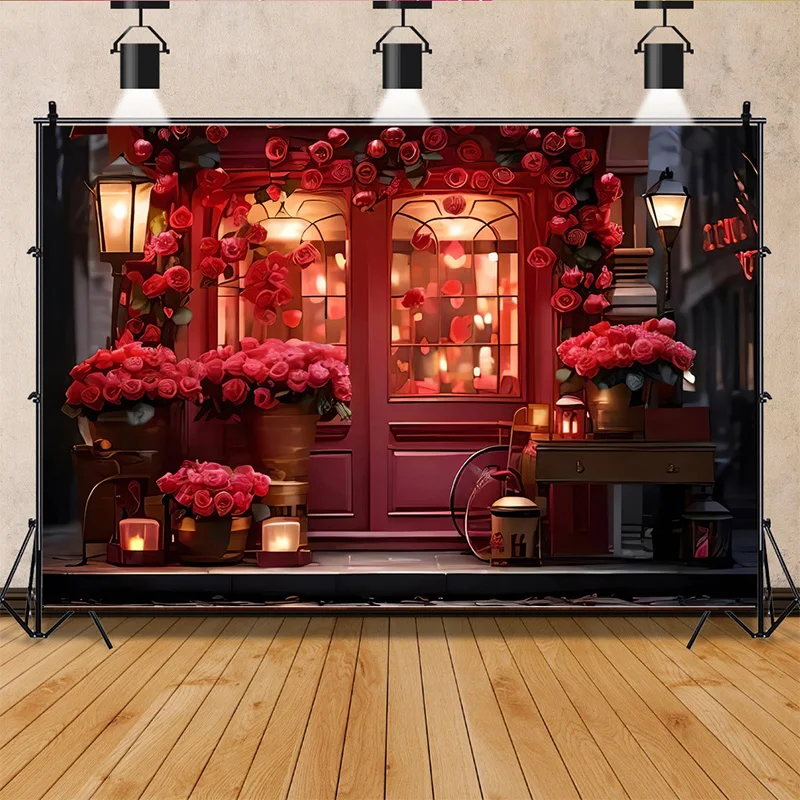 Фон на День святого Валентина занавеска красная роза любовь свадьба невеста