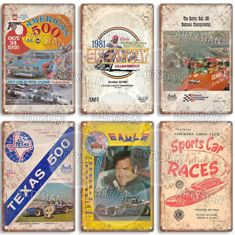 Винтажная металлическая вывеска для автогонок гоночный автомобиль гоночная