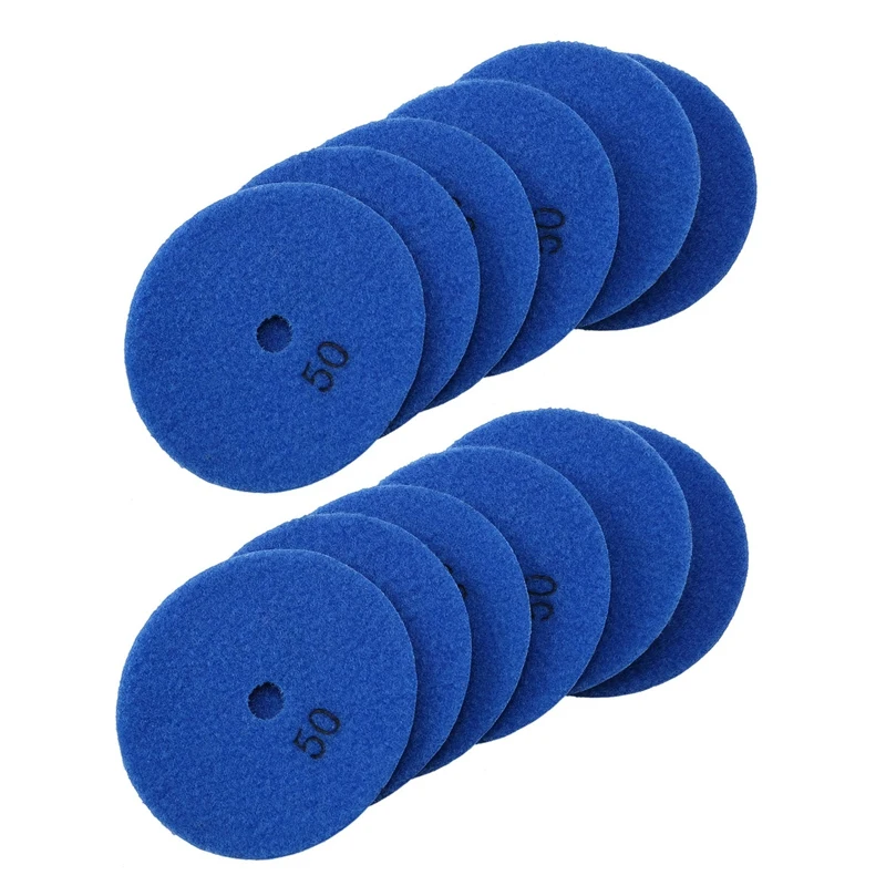 

12 Pcs 4 Inch /100 Mm Grit 50 Diamond Dry Polishing Pad Granite Marble Flexible Resin Sanding Disc Ceramic Polisher