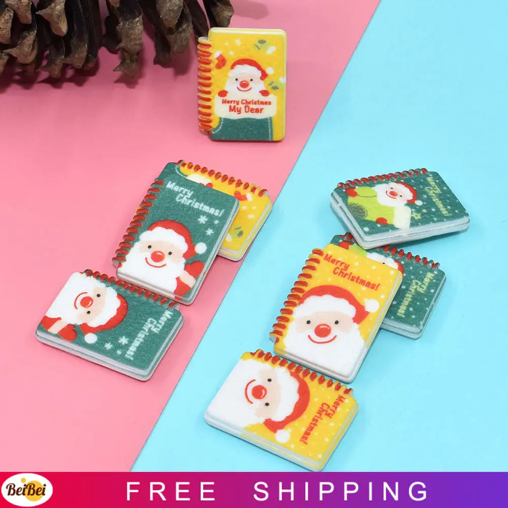 

100Pcs New Kawaii Resin Mini Manual Account Notebook Handicraft Flat Back Resin Crafts Resin Santa Christmas Tree Decoration