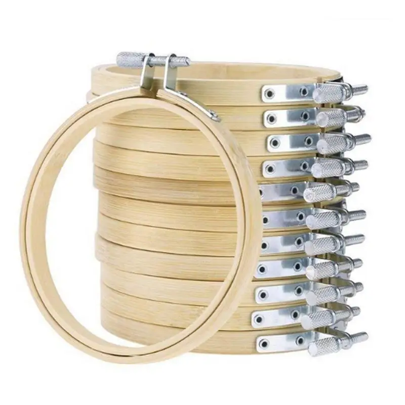 

5pc Wooden Embroidery Cross Stit-ch Hoop Frame Set DIY Needlecraft Hand Sewing Tool Cross Stit-ch Needwork Circle Hoop Ring