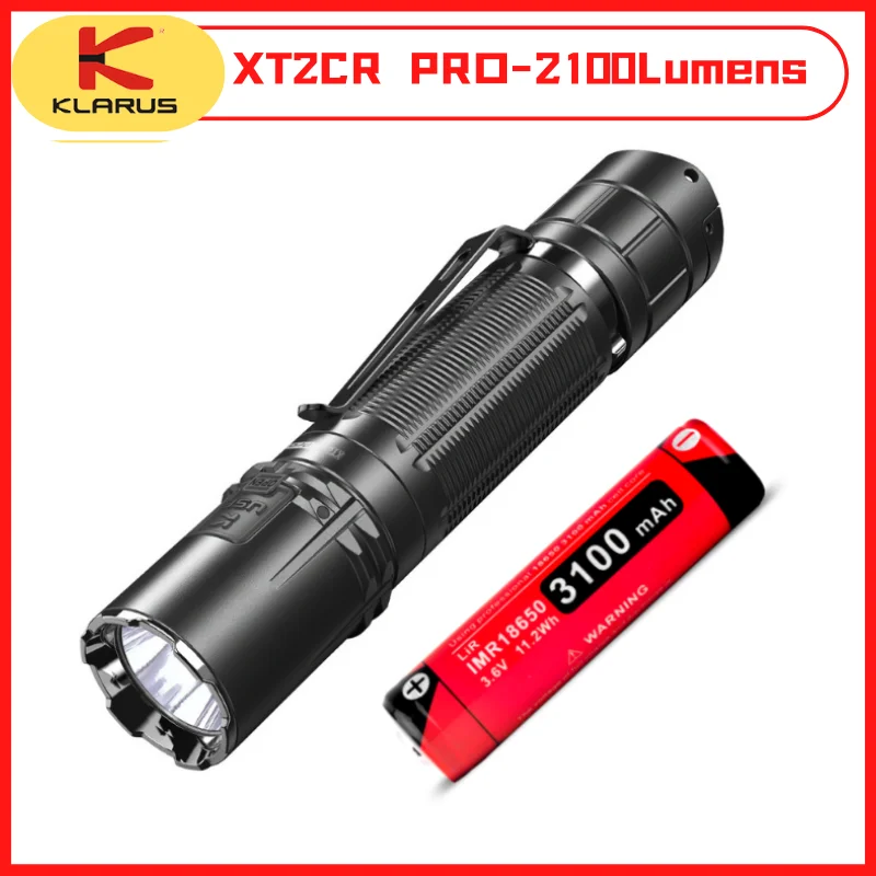 Klarus XT2CR PRO Tactical Flashlight 2100Lumens USB Rechageable Daily-usable strong light 6 Lighting Modes With 18650 Battery