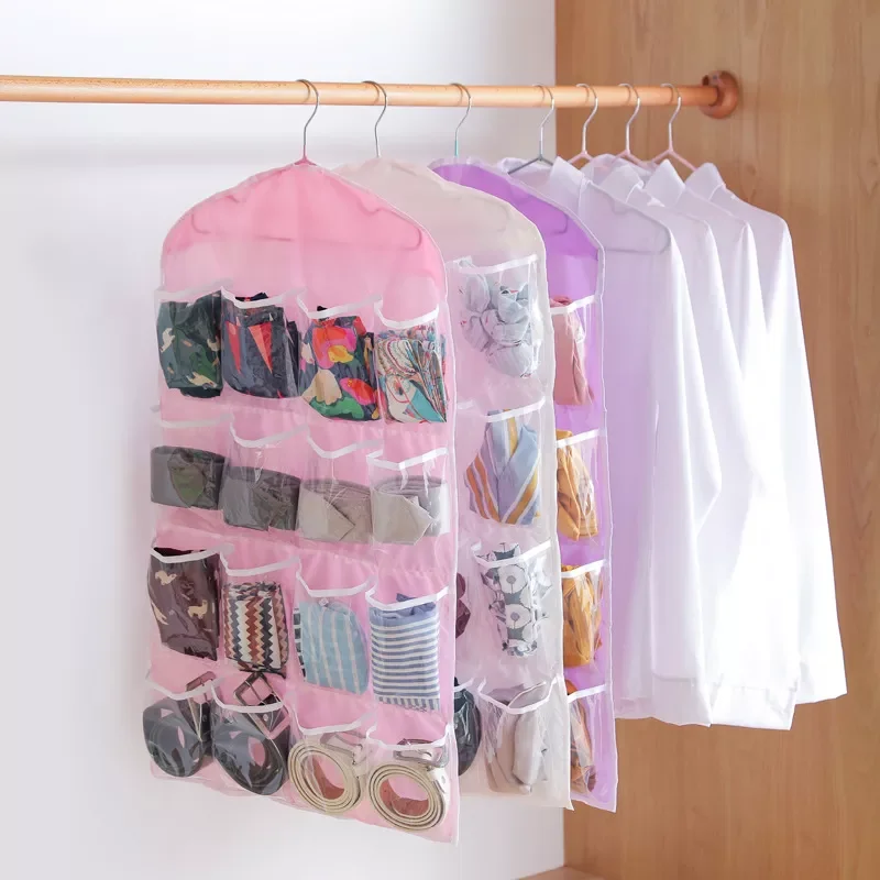

New Portable 16 Grid Closet Multi-role Hanging Bag Socks Bra Underwear Rack Hanger Storage Organizer Storage Box Wall-Mount Bag