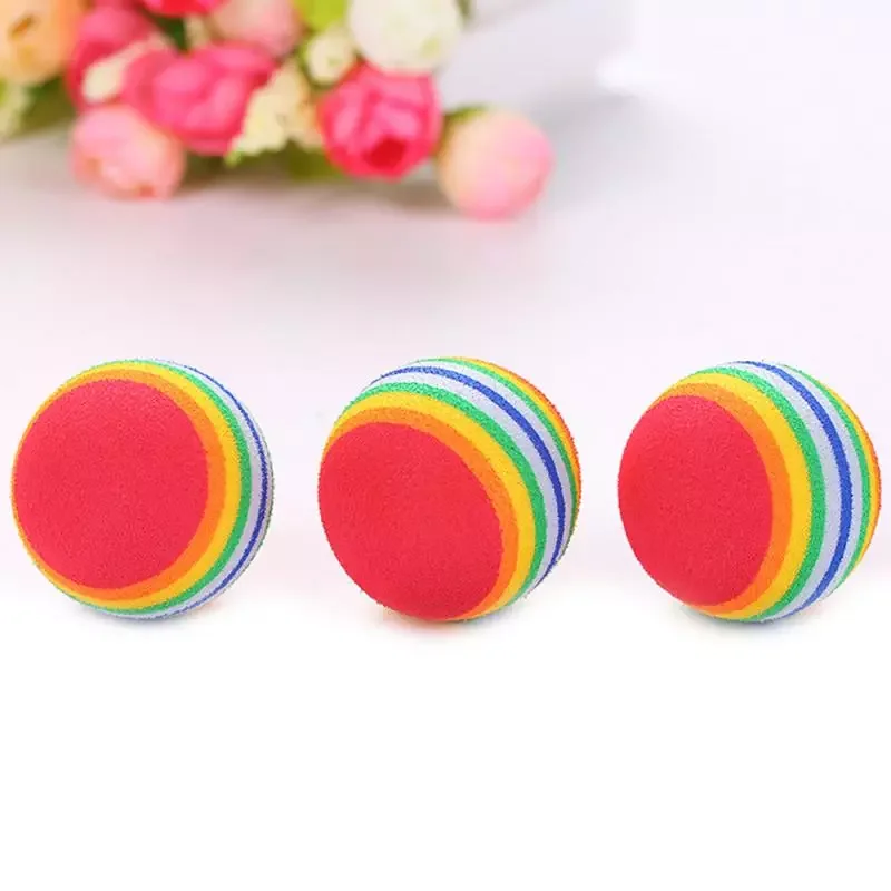 

1/2/10Pcs Rainbow Ball Cat Toy Colorful Ball Interactive Pet Kitten Play Chewing Rattle Scratch EVA Ball Training Pet Supplies