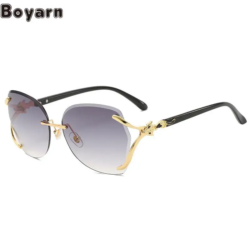 

Boyarn New Fox Head Fashion Popular Women's Versatile Sunglasses Metal Rimless Sunglasses Elegant Sunglasses