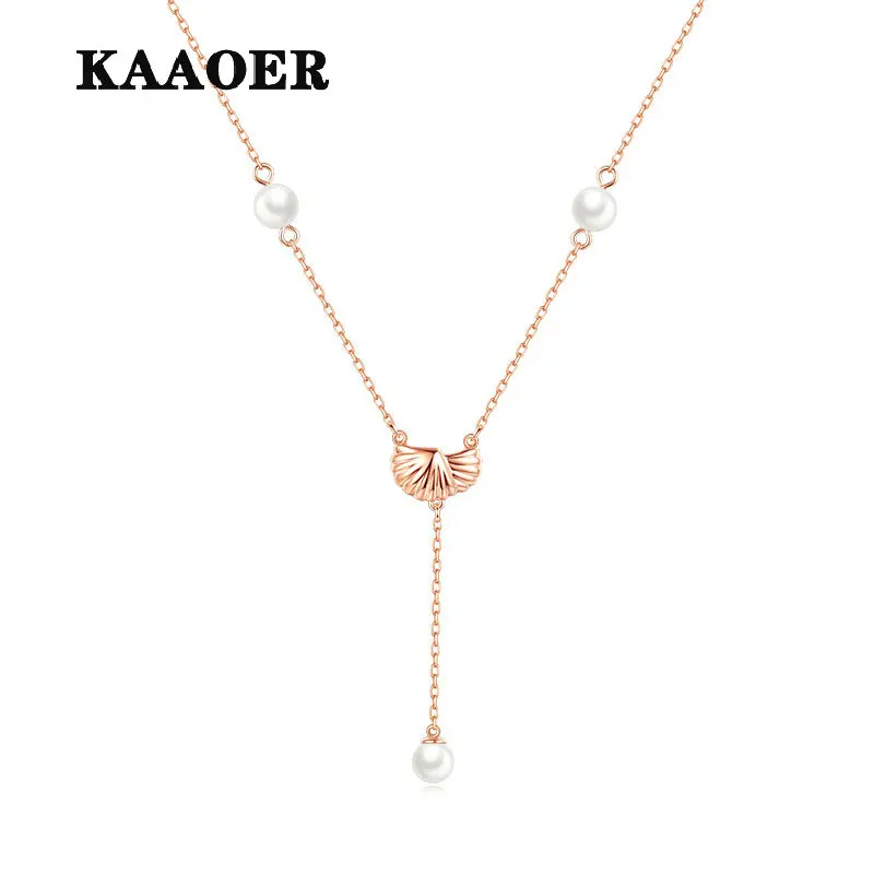 

KAAOER 2022 NEW 100% S925 New pearl shell pendant necklace with a niche design clavicle chain for women's sweater chain