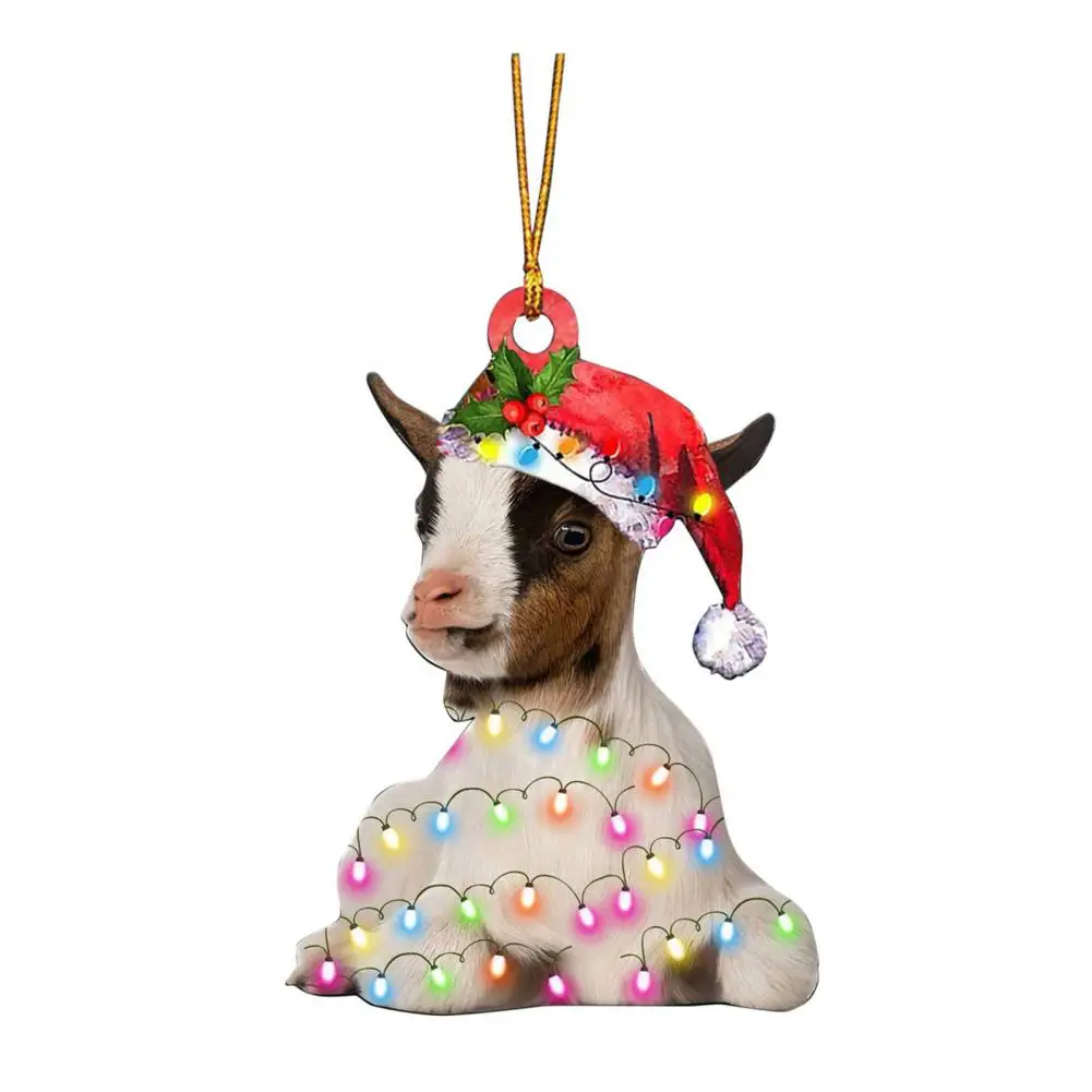 

Xmas Tree Cat Ornament Reusable Acrylic Christmas Hanging Decor Goat Duck Cat Panda Cow Xmas Tree Ornament Pendant Party