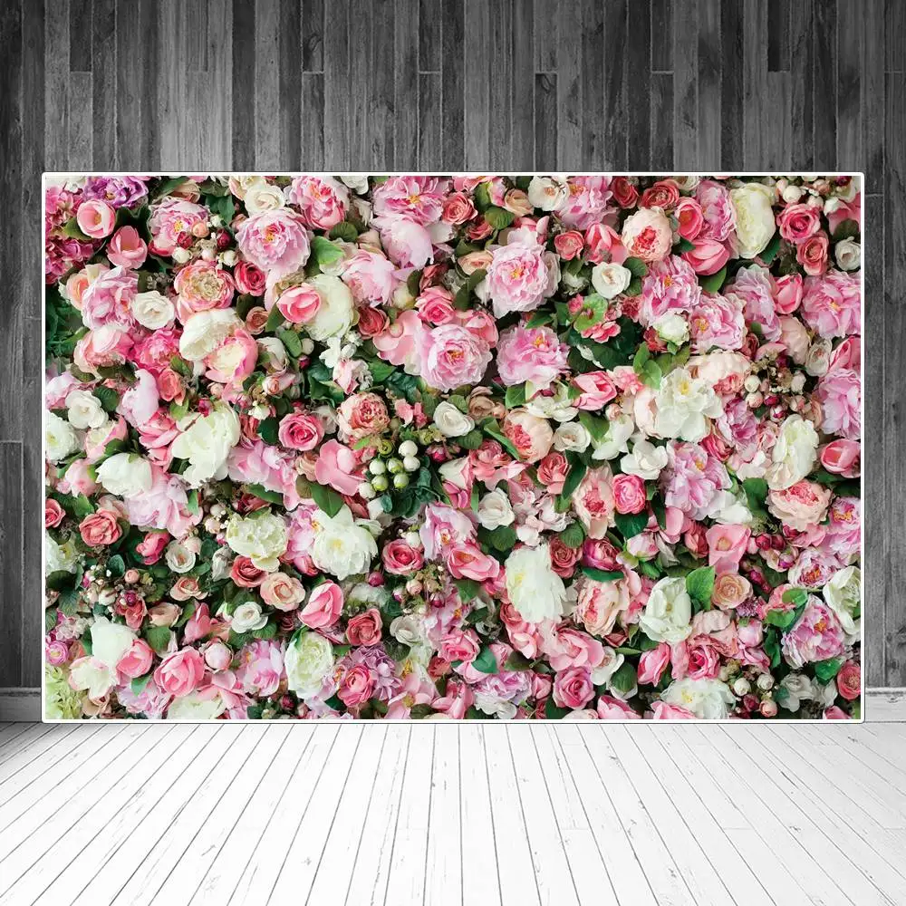 

Pink Flowers Wall Photography Backdrops Decors Spring Blossom Floral Leaves Custom Baby Party Photobooth Photo Backgrounds Props