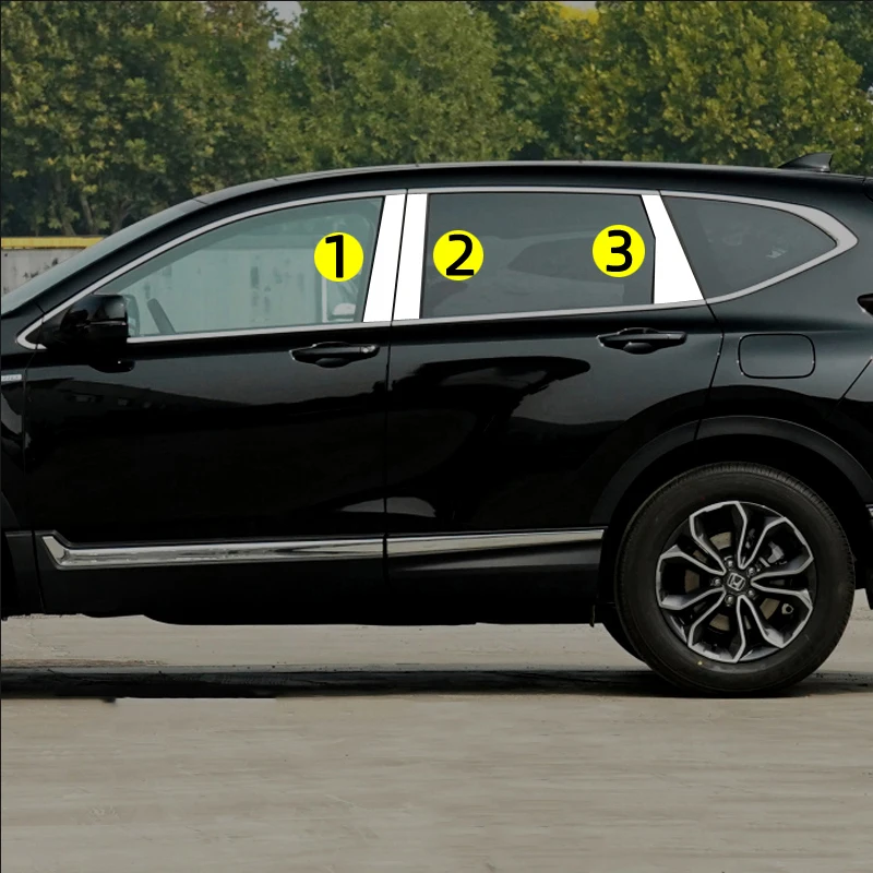 

Stainless Steel Window Trims Center Pillars B + C Pillar Covers 6Pcs Fit For Honda CRV CR-V 2007 2008 2009 2010 2011